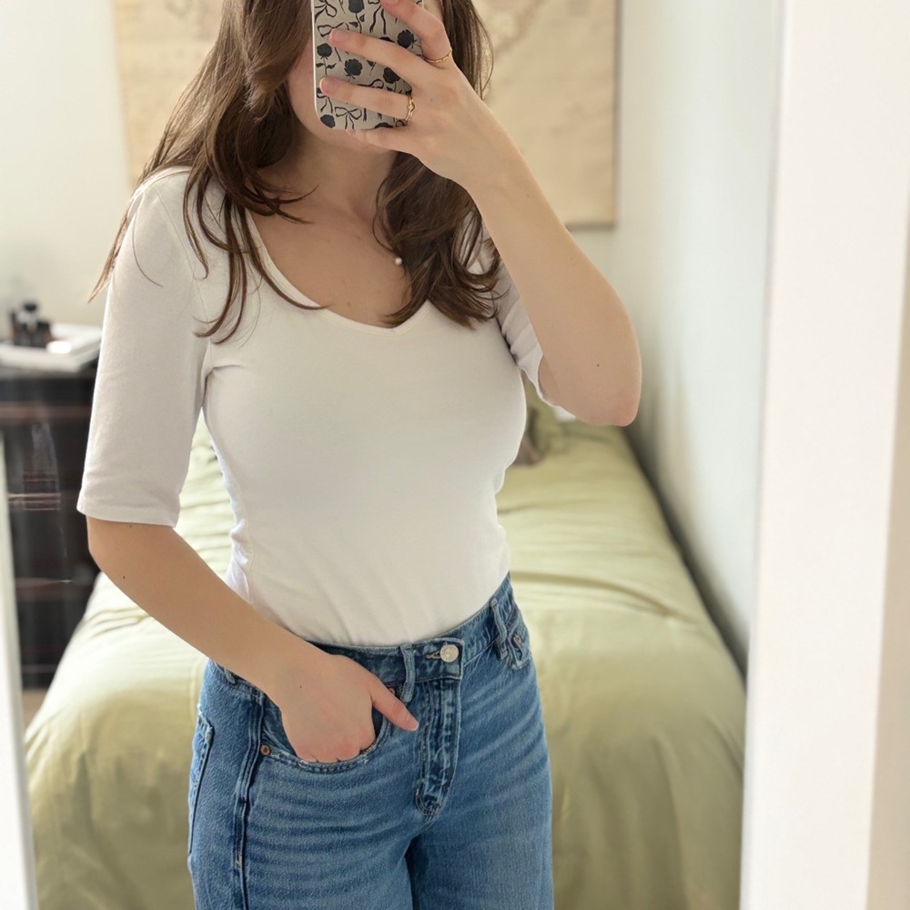 Old Navy White Short Sleeve Bodysuit